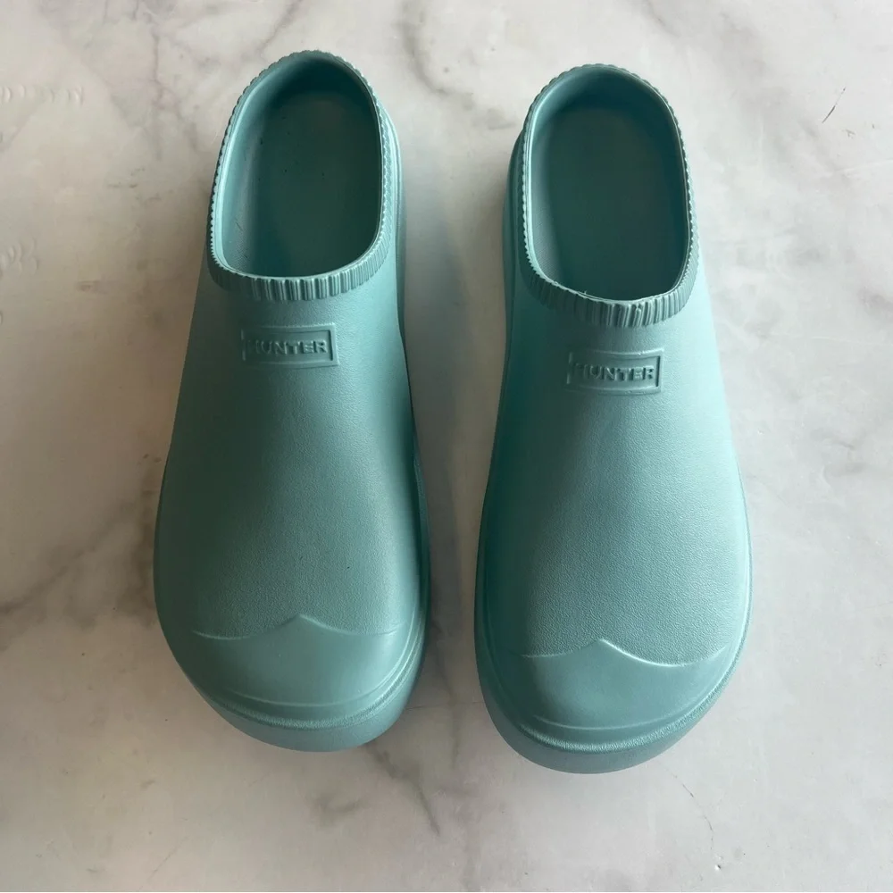 HUNTER Size 11 In/Out Bloom Algae Foam Birdseye Blue Clog New